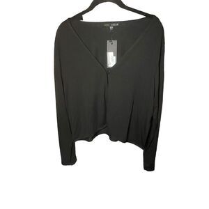 kozan NWT black, one button, long sleeve, open front shrug, size large